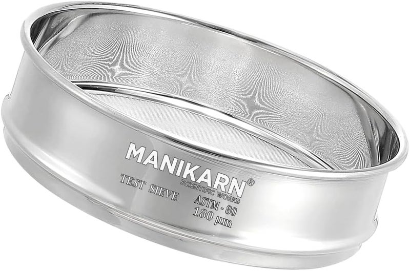 MANIKARN Test Sieve 8 Inch (200mm) – 180 Micron Mesh, ASTM No. 80 – Grade 304 Stainless Steel Frame & Mesh – Laboratory Sieve for Soil, Sand, and Particle Size Analysis - Image 1